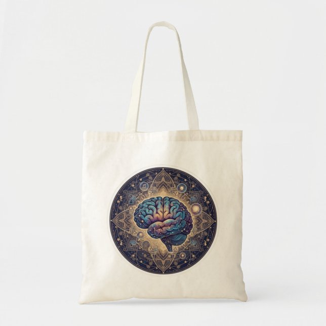 Tote Bag Cosmic Mind Mandala – Abstract Brain Art (Devant)