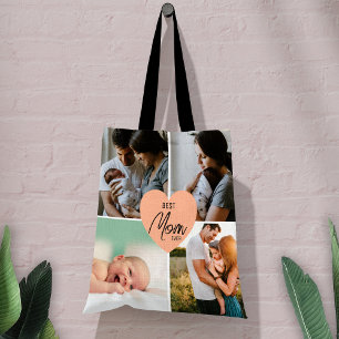 Tote Bag Costom Modern Best Mom Ever 4 Collage photo