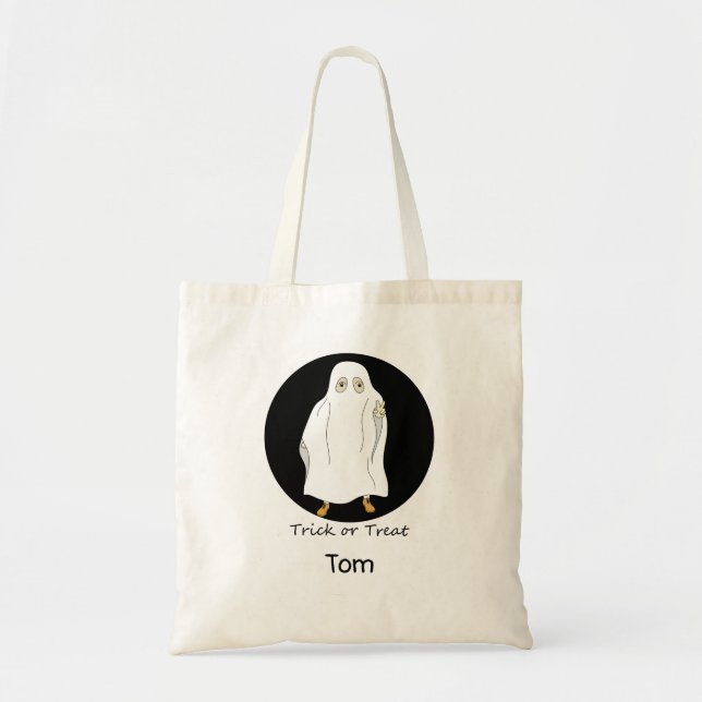 Tote Bag Costume de garçon Halloween personnalisé Ghost (Devant)