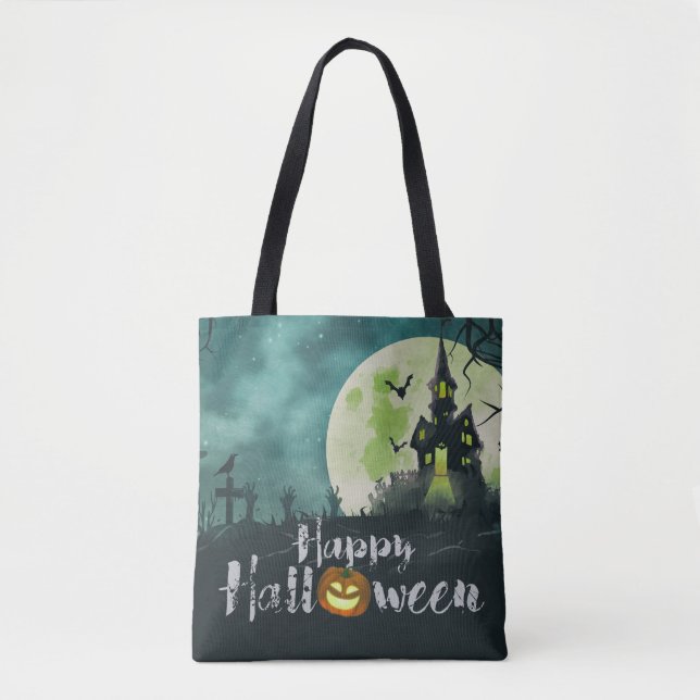 Tote Bag Costume Maison Hantée éffrayante nuit Ciel Hallowe (Devant)