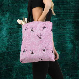 Tote Bag Costume Toile d'Araignée Veuve Noire Rose Pastel