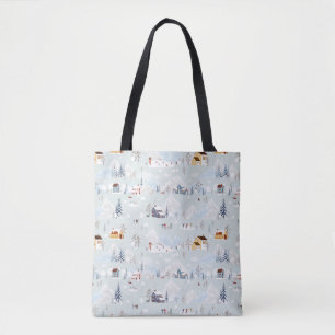 Tote Bag Cosy Winter Wonderland Village de patinage sur gla