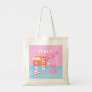 Tote Bag Côte Amalfitaine Voyage Art, Prépa Voyage, Rose