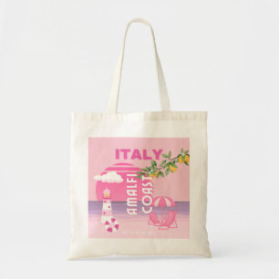 Tote Bag Côte d'Amalfi, Voyage Élégant, Rose