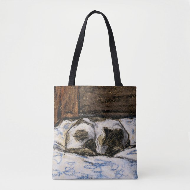 Tote Bag Couchage de chat sur un lit (Devant)