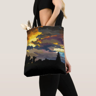 Tote Bag Coucher de soleil après une tempête de peinture Fo