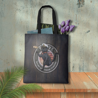 Tote Bag Coucher de soleil de chat noir : un voyage pour le