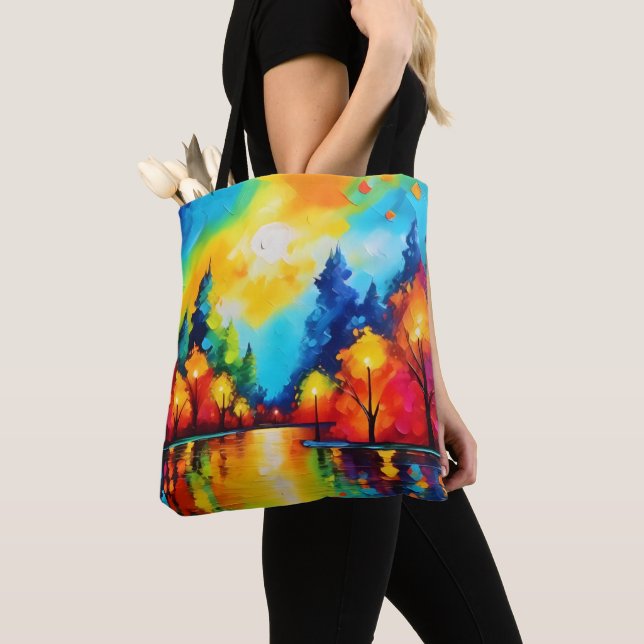 Tote Bag Coucher de soleil de forêt enchanté (De près)