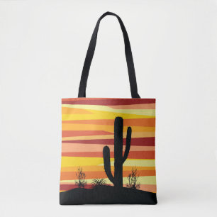 Tote Bag Coucher de soleil géométrique dans le désert