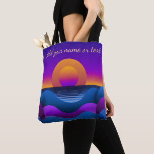 Tote Bag Coucher de soleil rétro personnalisé à l'horizon