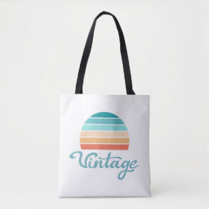 Tote Bag Coucher de soleil rétro+Script Vintage désorganisé