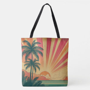 Tote Bag Coucher de soleil rétro/tropical vintage/hawaïen
