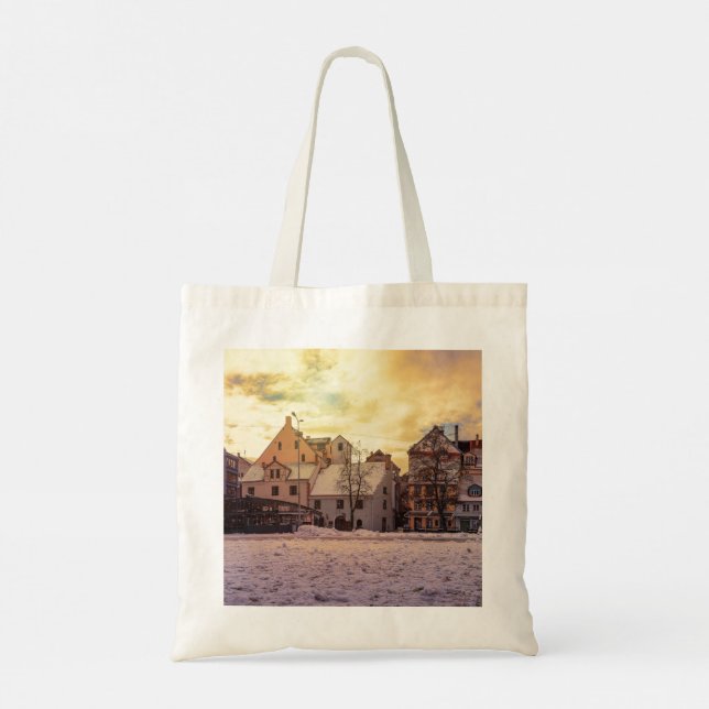 Tote Bag Coucher de soleil sur la rue à Riga (Dos)