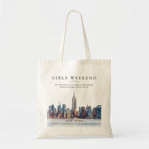 Tote Bag Coucher de soleil sur New York aquarelle Week-end