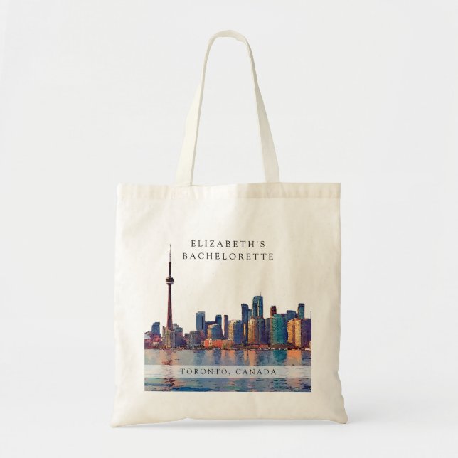 Tote Bag Coucher de soleil sur Toronto Aquarelle Enterremen (Devant)
