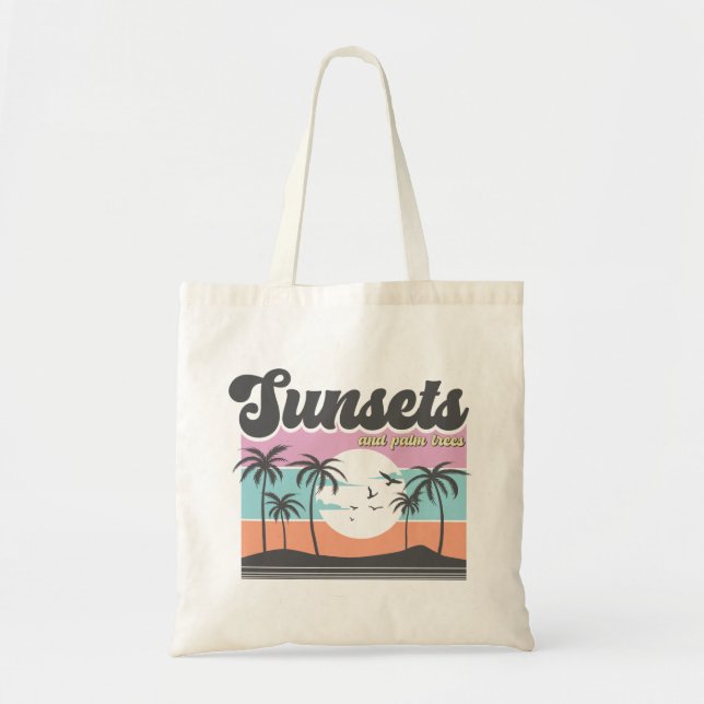 Tote Bag Couchers De Soleil Et Palmiers (Devant)