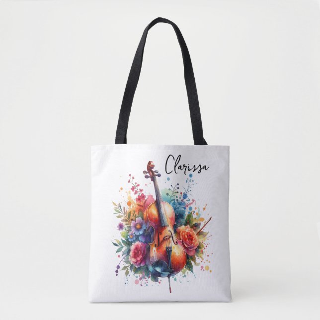 Tote Bag Coucou aquarelle et fleurs personnalisées (Devant)