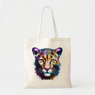 Tote Bag Cougar Color Splash Art Abstrait,