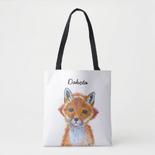 Tote Bag Couleur d'eau mignonne blanc Fox Personnalisé