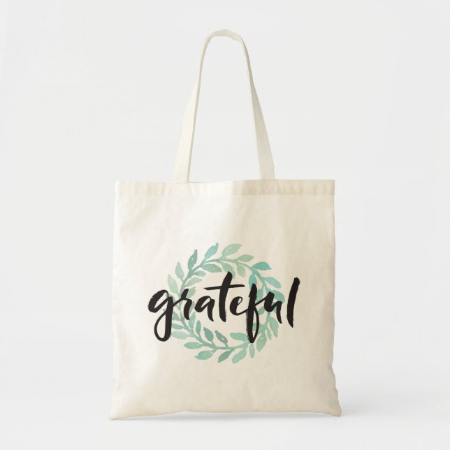 Tote Bag Couleur d'eau verte Gratte Wreath Automne Gratitud (Devant)
