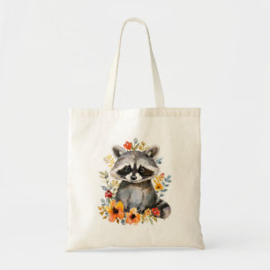 Tote Bag Couleur d'été des fleurs Raccoon
