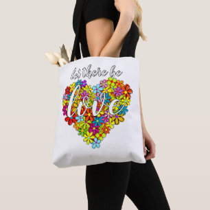 Tote Bag Couleur drapeau arc-en-ciel coloré Motif du coeur 