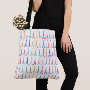 Tote Bag Couleur Eiffel Towers motif répété partout