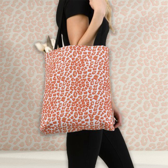 Tote Bag Couleur orange et Empreinte de léopard blanc (Amber Color Leopard Print Tote Bag
)