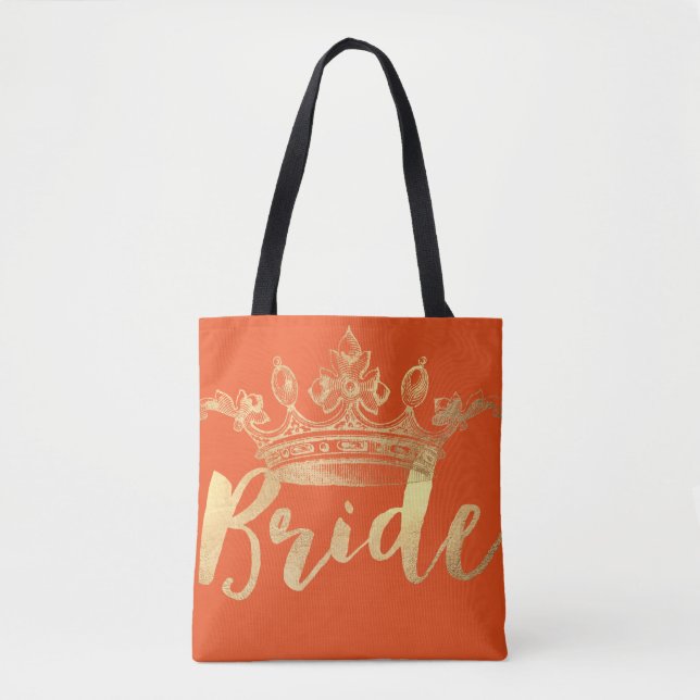 Tote Bag Couleur PixDezines Bride/Couronne/Or/do-it-yoursel (Devant)