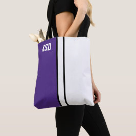 Tote Bag Couleurs de collège violet et blanc