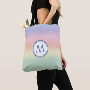 Tote Bag Couleurs d'eau en pastel décorées d'un monogramm