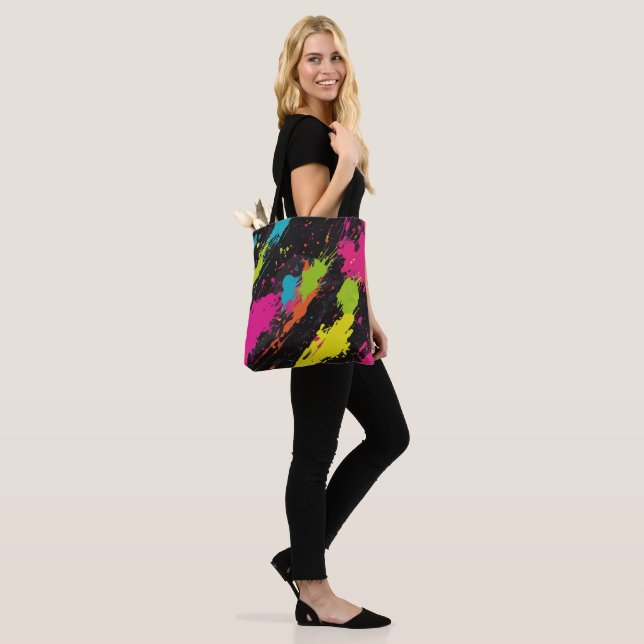 Tote Bag Couleurs néon Retro Paint Splatter (Sur le modèle)