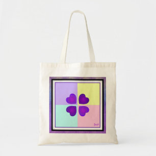 Tote Bag Couleurs pastel & coeurs violets battre