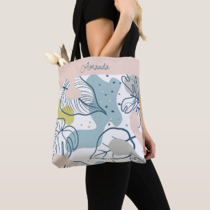 Tote Bag Couleurs pastel feuille et formes organiques motif