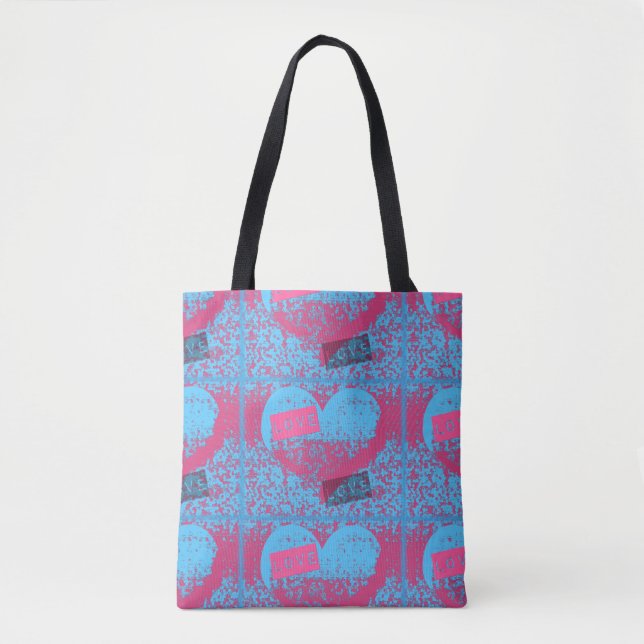 Tote Bag Couleurs rétro Love Heart Motif (Devant)