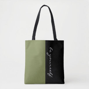 Tote Bag Couleurs simples OLIVE GREEN & votre texte