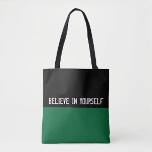 Tote Bag Couleurs simples VERT SOMBRE & votre texte
