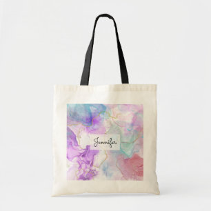 Tote Bag Couleurs violettes, vertes, roses, élégantes