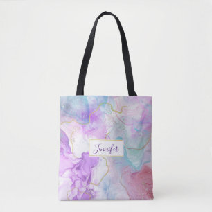 Tote Bag Couleurs violettes, vertes, roses, élégantes
