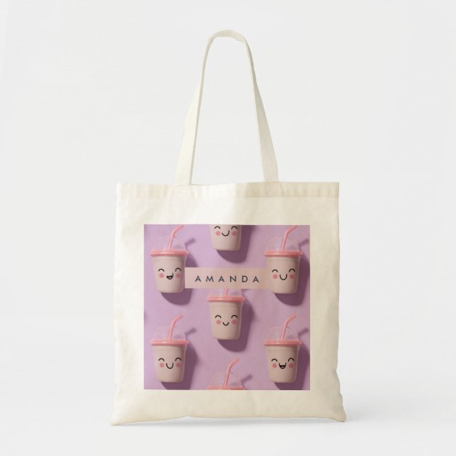 Tote Bag Coupe personnalisée Cute Kawaii Pastel Smoothie (Devant)
