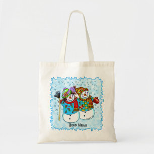 Tote Bag Couple Bonhomme de Neige