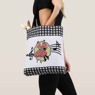 Tote Bag Couple de danse carré en costume rouge