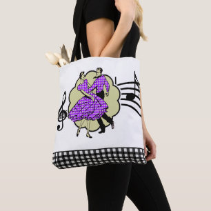 Tote Bag Couple de danse carré en costumes pourpres