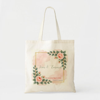 Tote Bag Couple Floral Romantique - Cadeau de Mariage Aquar