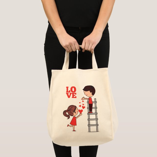 Tote Bag Couple Love Red Hearts  (Devant (produit))