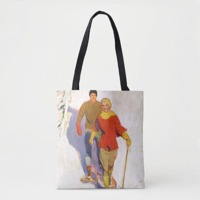 Tote Bag Couple portant des raquettes par McClelland Barcla (Devant)