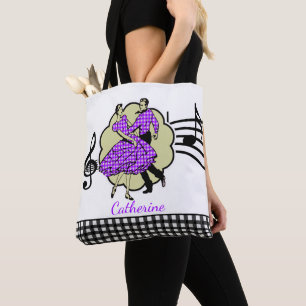 Tote Bag Couples de danse carrée dans le pourpre (ajoutez