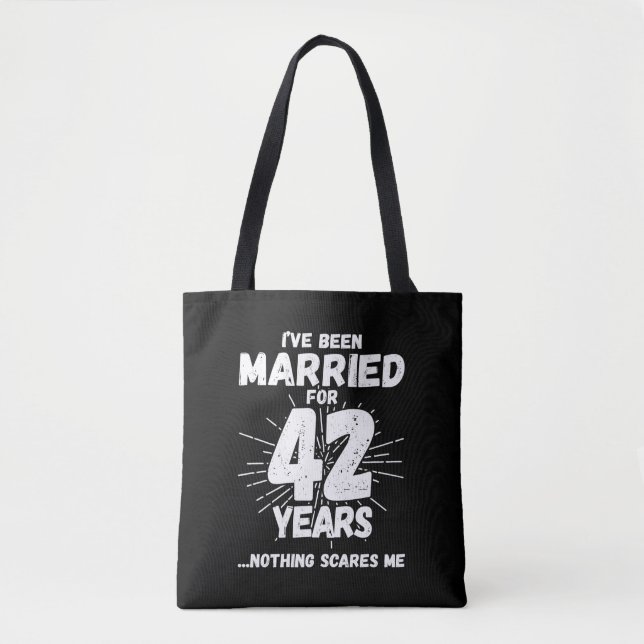 Tote Bag Couples mariés 42 ans drôle 42e anniversaire (Devant)