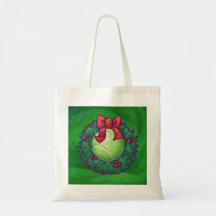 Tote Bag Courbe de Noël de Tennis Ball sur Green