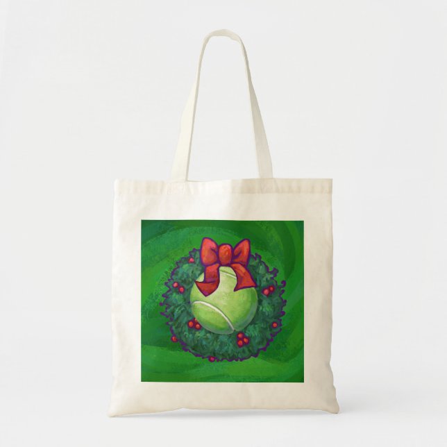 Tote Bag Courbe de Noël de Tennis Ball sur Green (Devant)